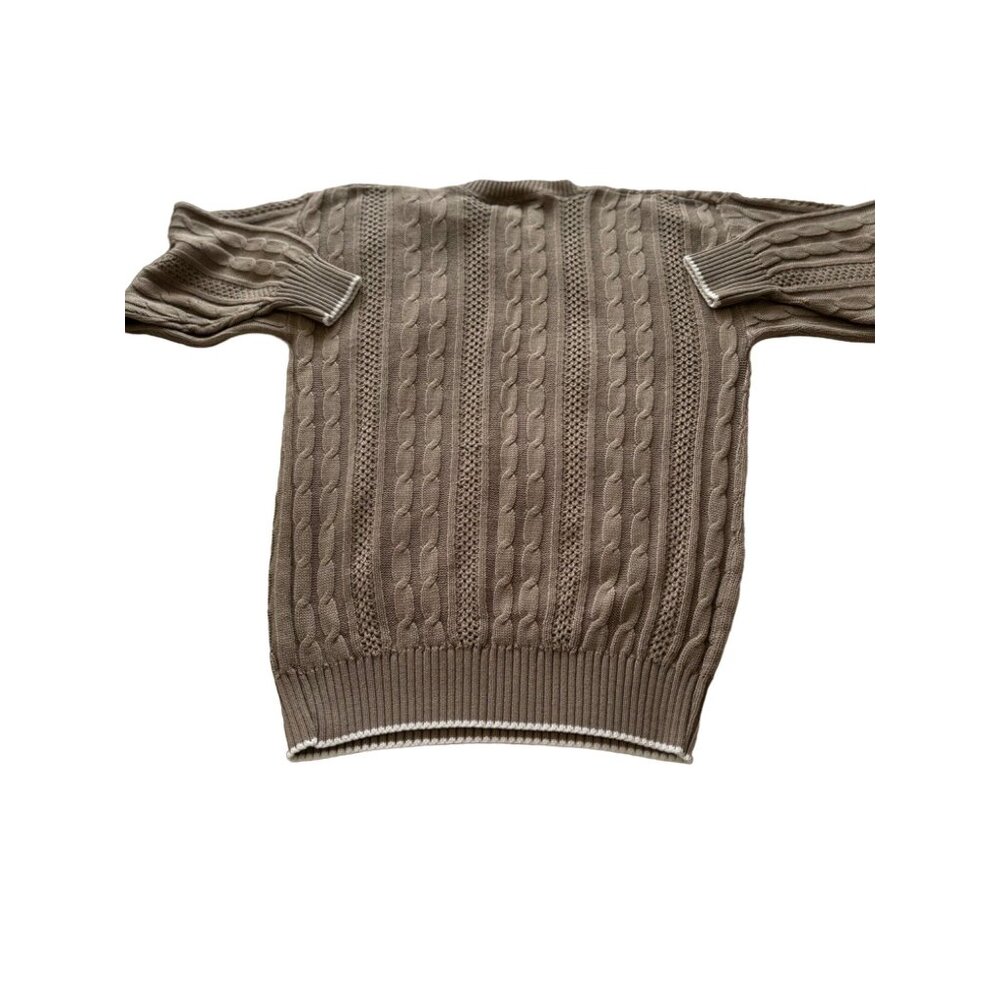 Vintage 80's Women's Cable Knit Beige Made In USA Sweater Size Medium - Picture 2 of 11